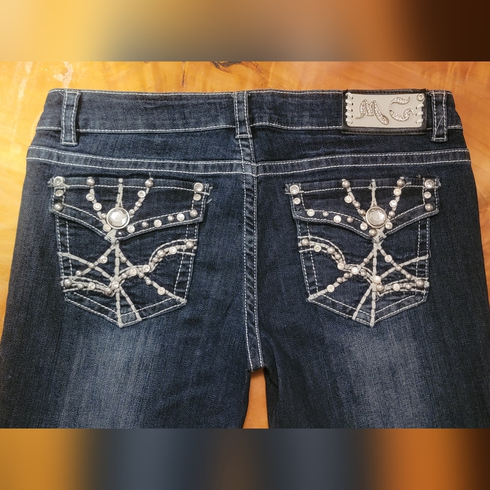 Miss Chic Women's Blue Jeans with Embellished Pockets